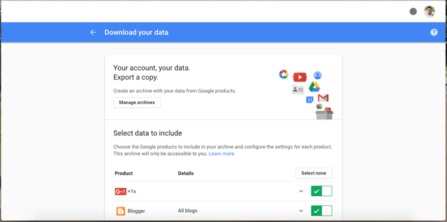 How to download all your data from a Google account 