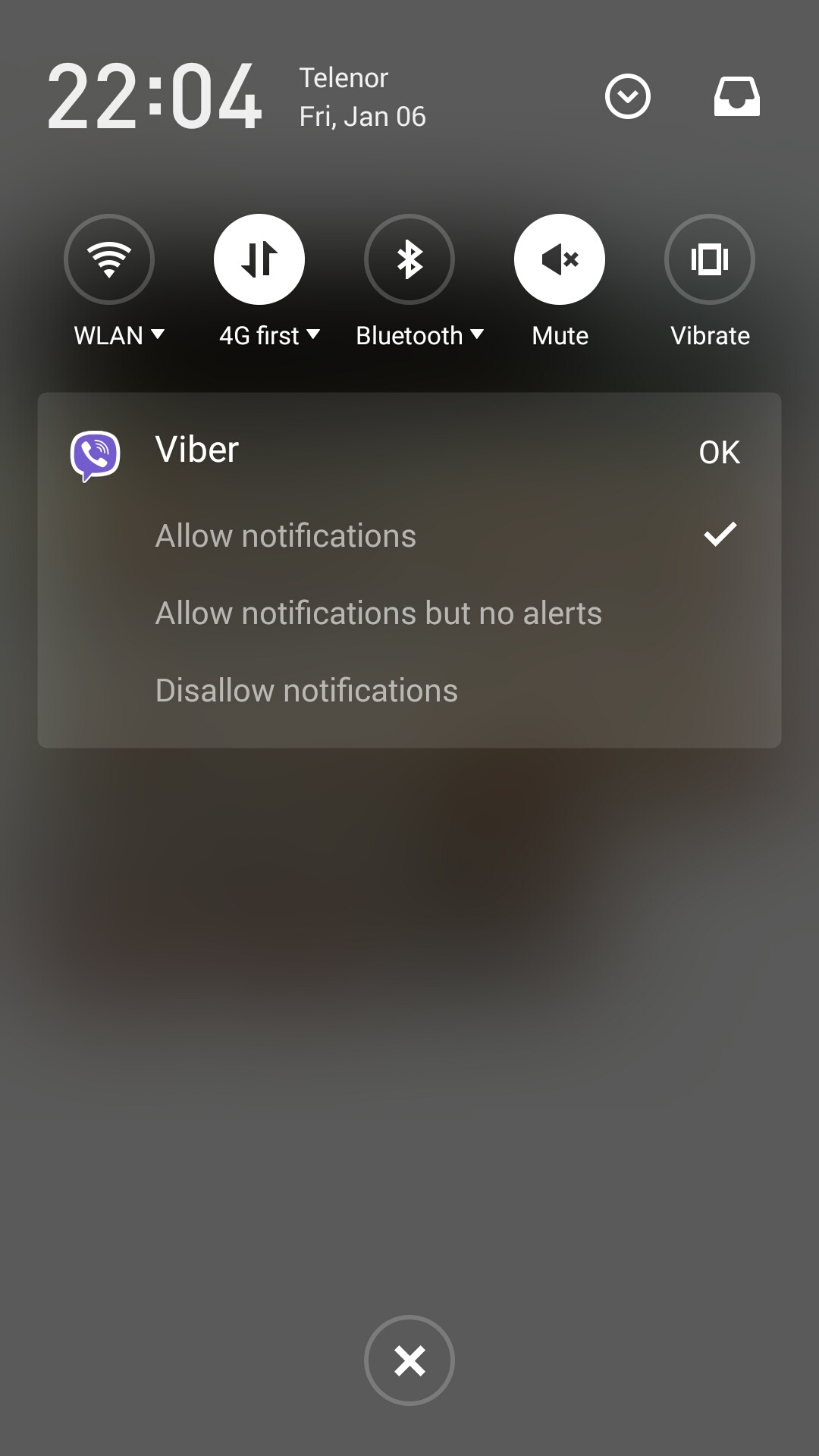 Long tap on notifications 